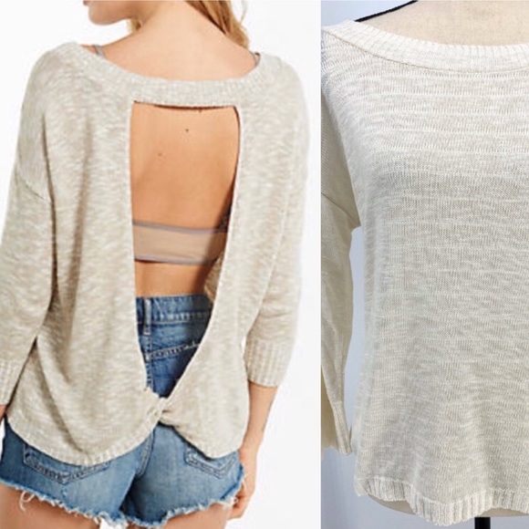 Express Sweaters - ✨NWT Express Open Twist Back Knit Sweater Ivory M